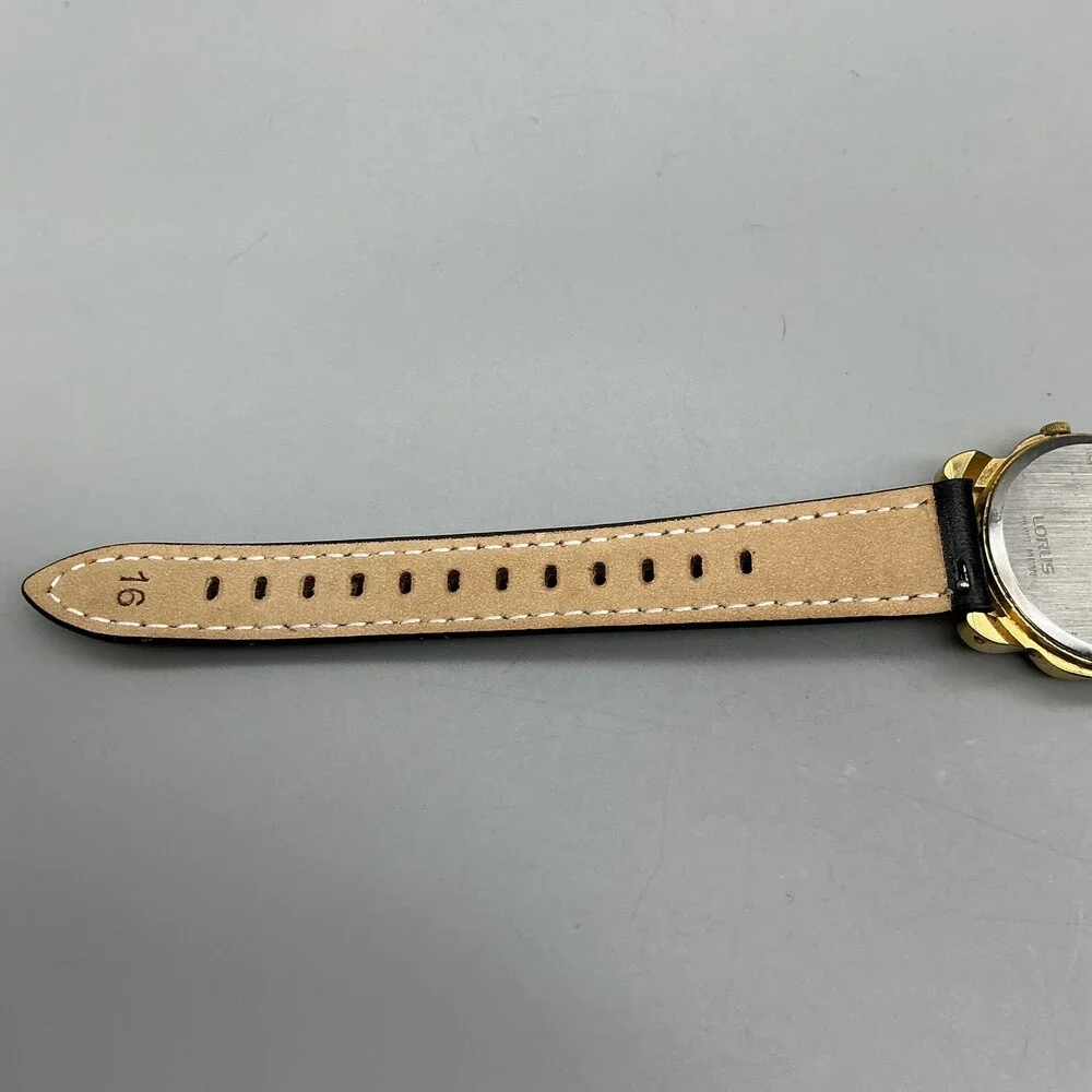 Vtg Lorus Womens Watch 30mm Disney Goofy Gold Tone Black Leather New Battery